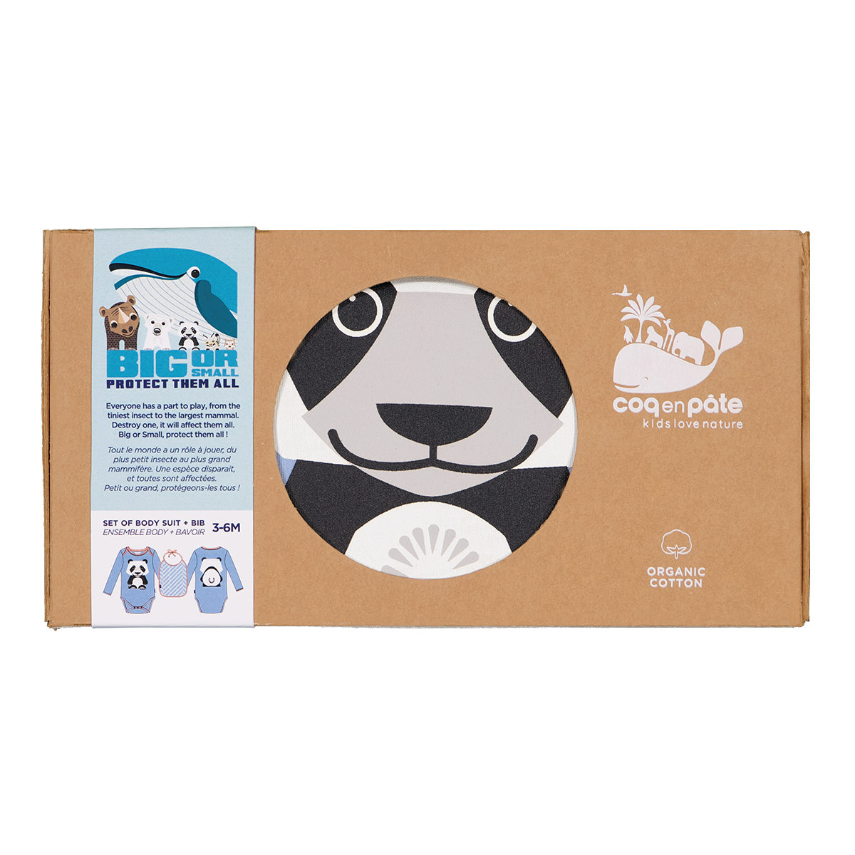 Coq en Pâte Set Neonato Panda Body Bavaglino Cotone Bio