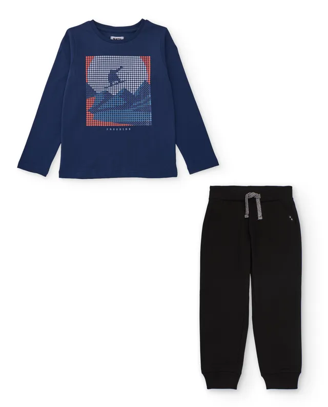 TucTuc Completi Tuta bambino blu cotone stampa geometrica