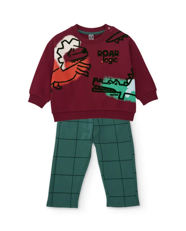 TucTuc Completi tuta felpa bambino bordeaux savana