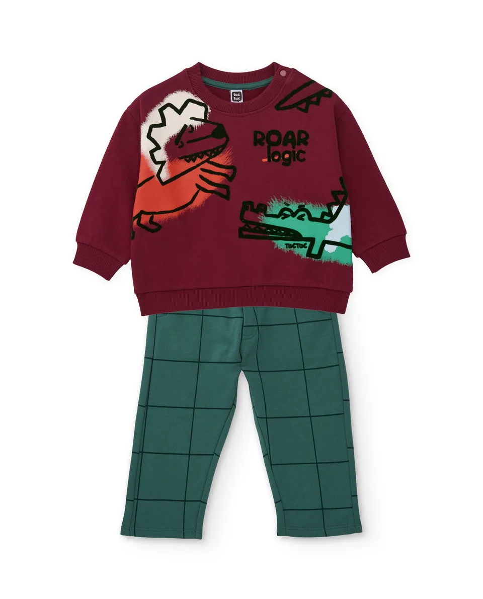 TucTuc Completi tuta felpa bambino bordeaux savana