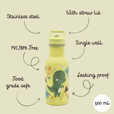 Kocarcia Sassi Borraccia Acciaio 500 ml Cracky Dinosauro