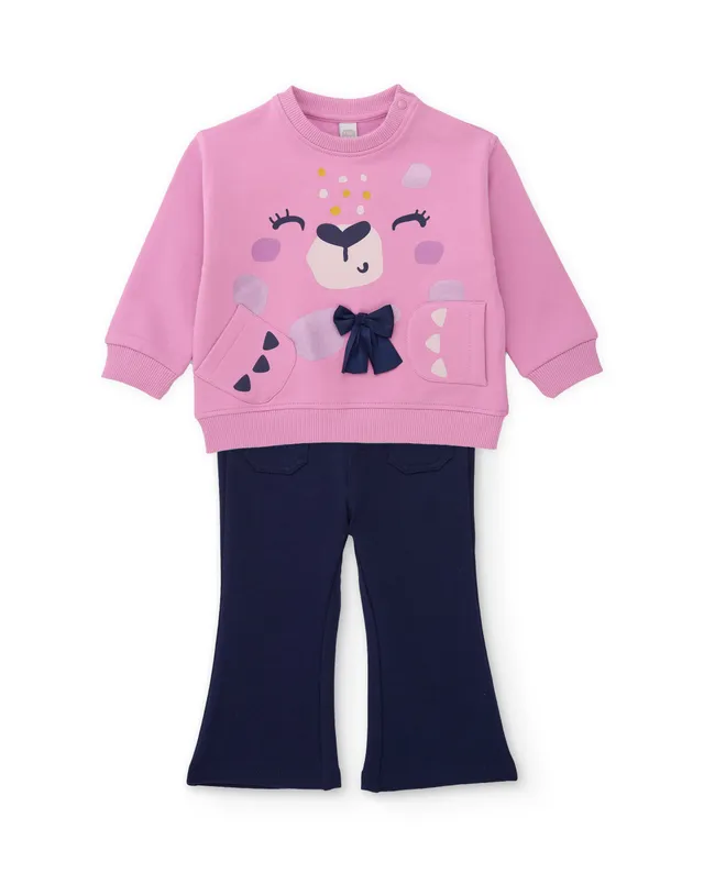 TucTuc Completi set bimba felpa rosa leopardo 6M-10A