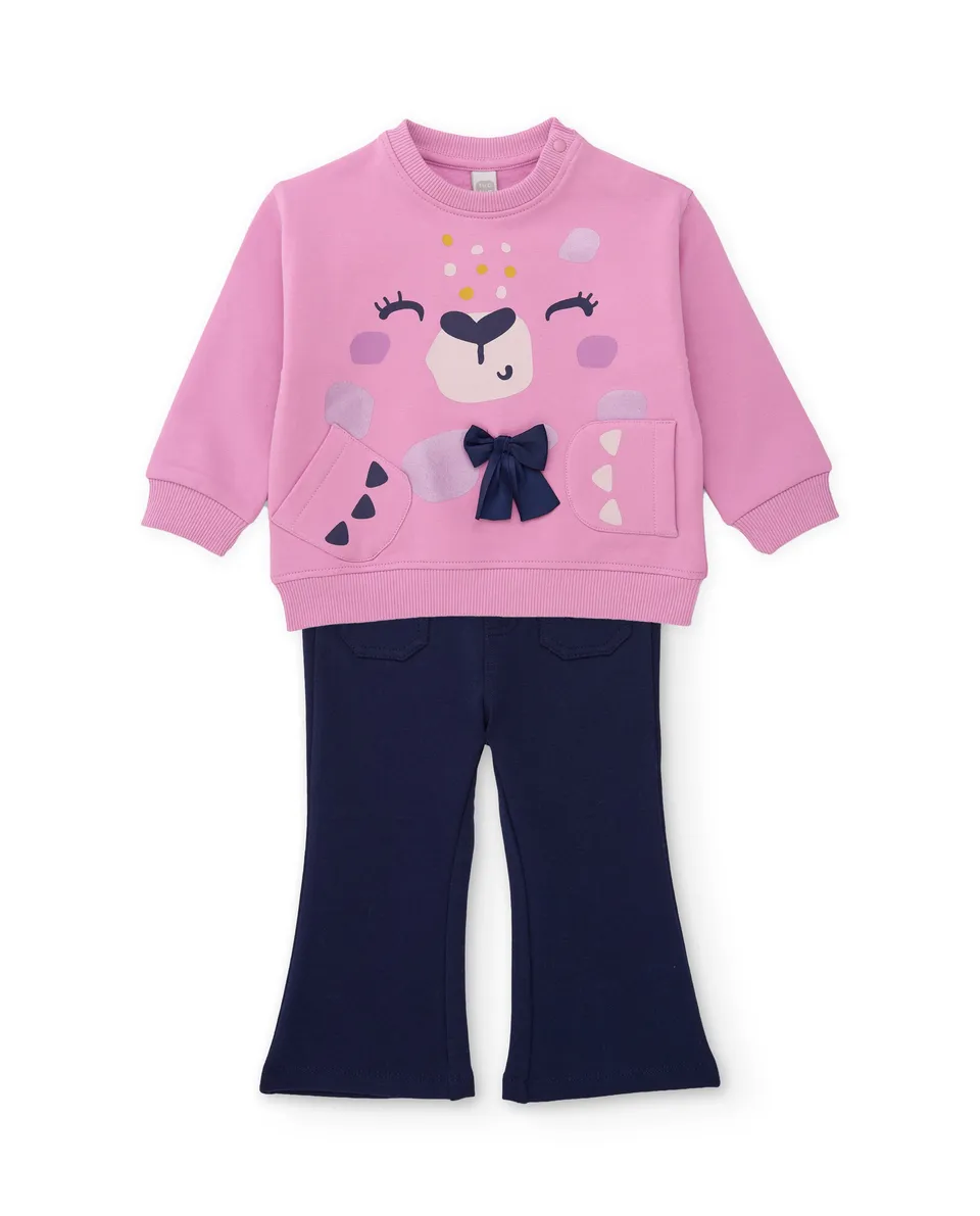 TucTuc Completi set bimba felpa rosa leopardo 6M-10A