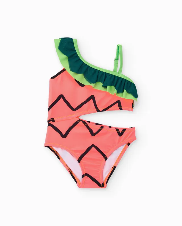TucTuc Costumi Costume Bambina Arancione Asimmetrico Volant