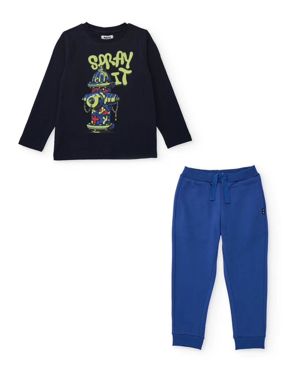 TucTuc Completi completo bambino cotone blu 4A