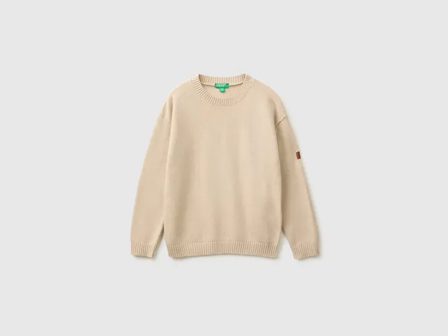 United Colors of Benetton Maglione Lana Viscosa Girocollo Logo