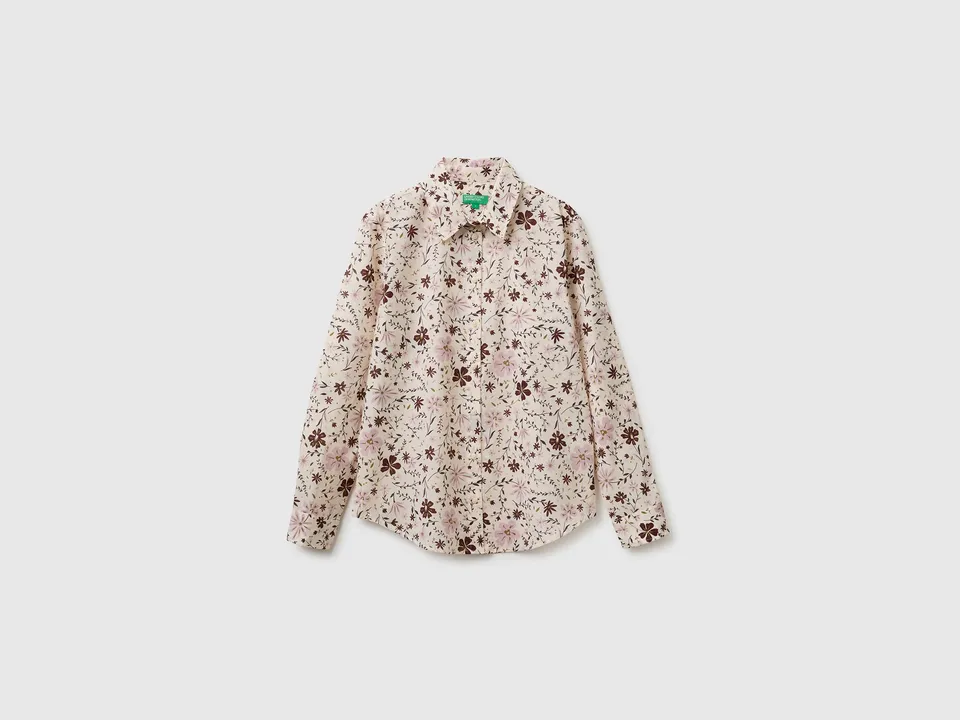 United Colors of Benetton Camicia fantasia cotone collo punta