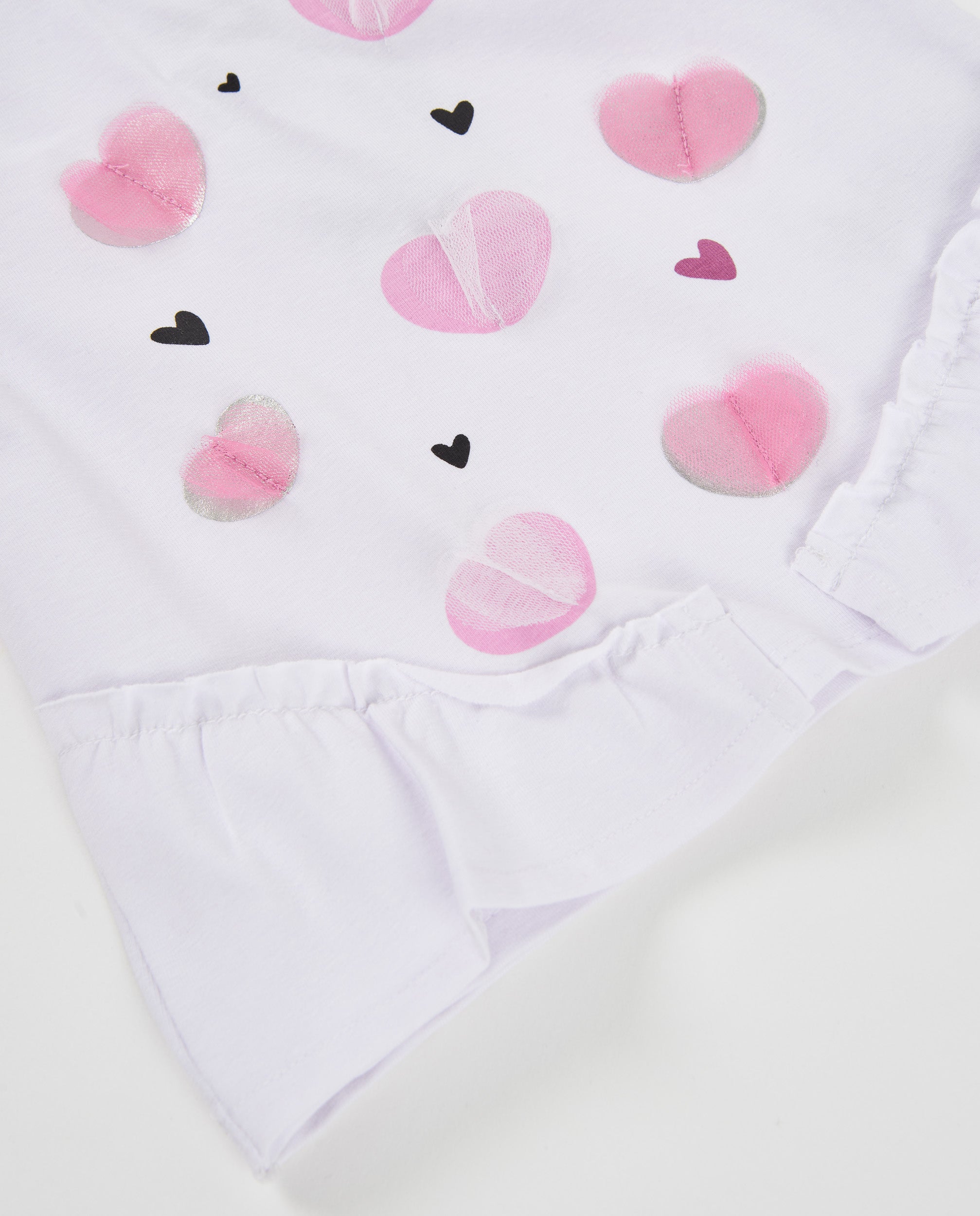 TucTuc Magliette Maglia Bimba Bianca Cuori Cotone