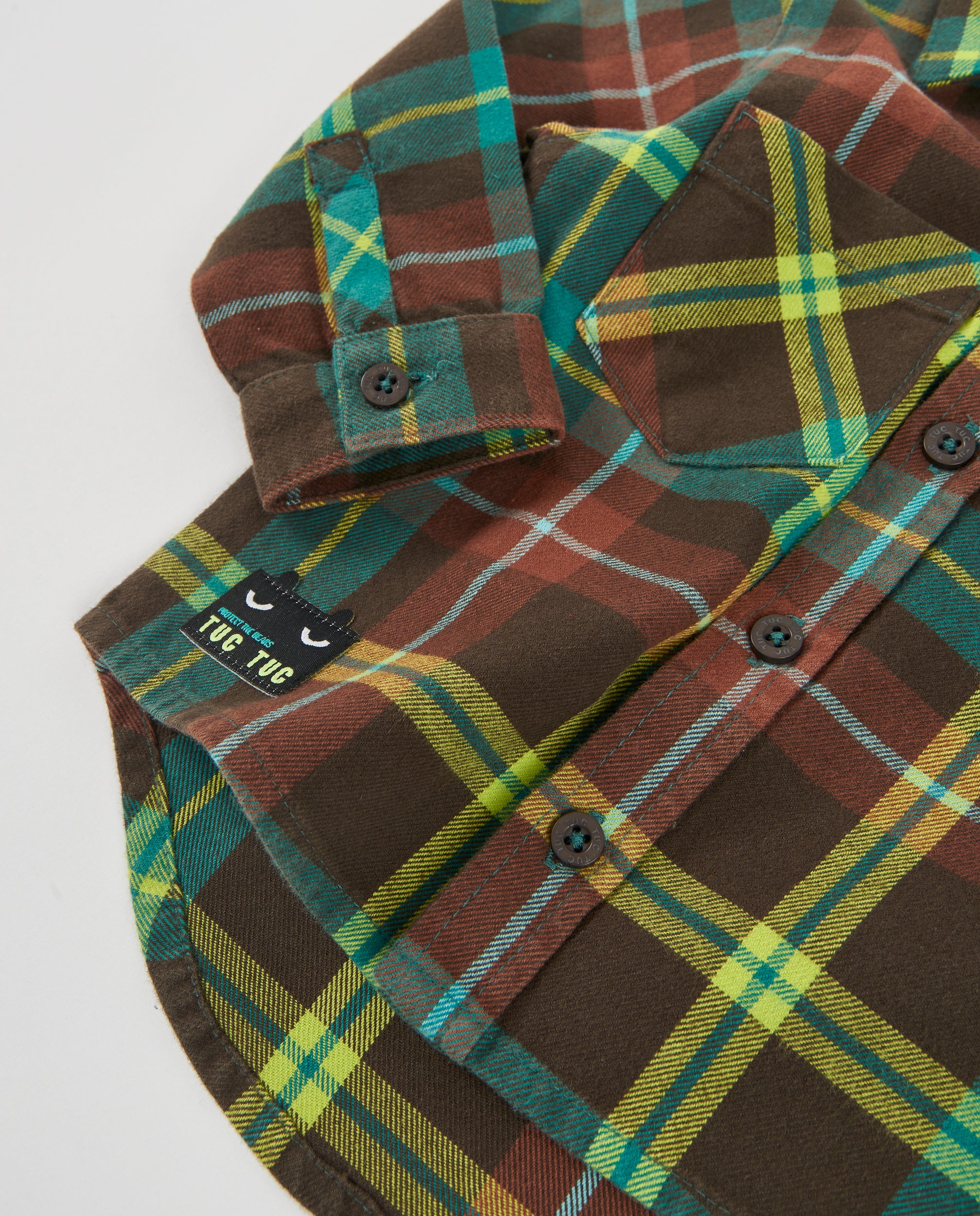 TucTuc Camicette camicia tartan marrone doppia tasca