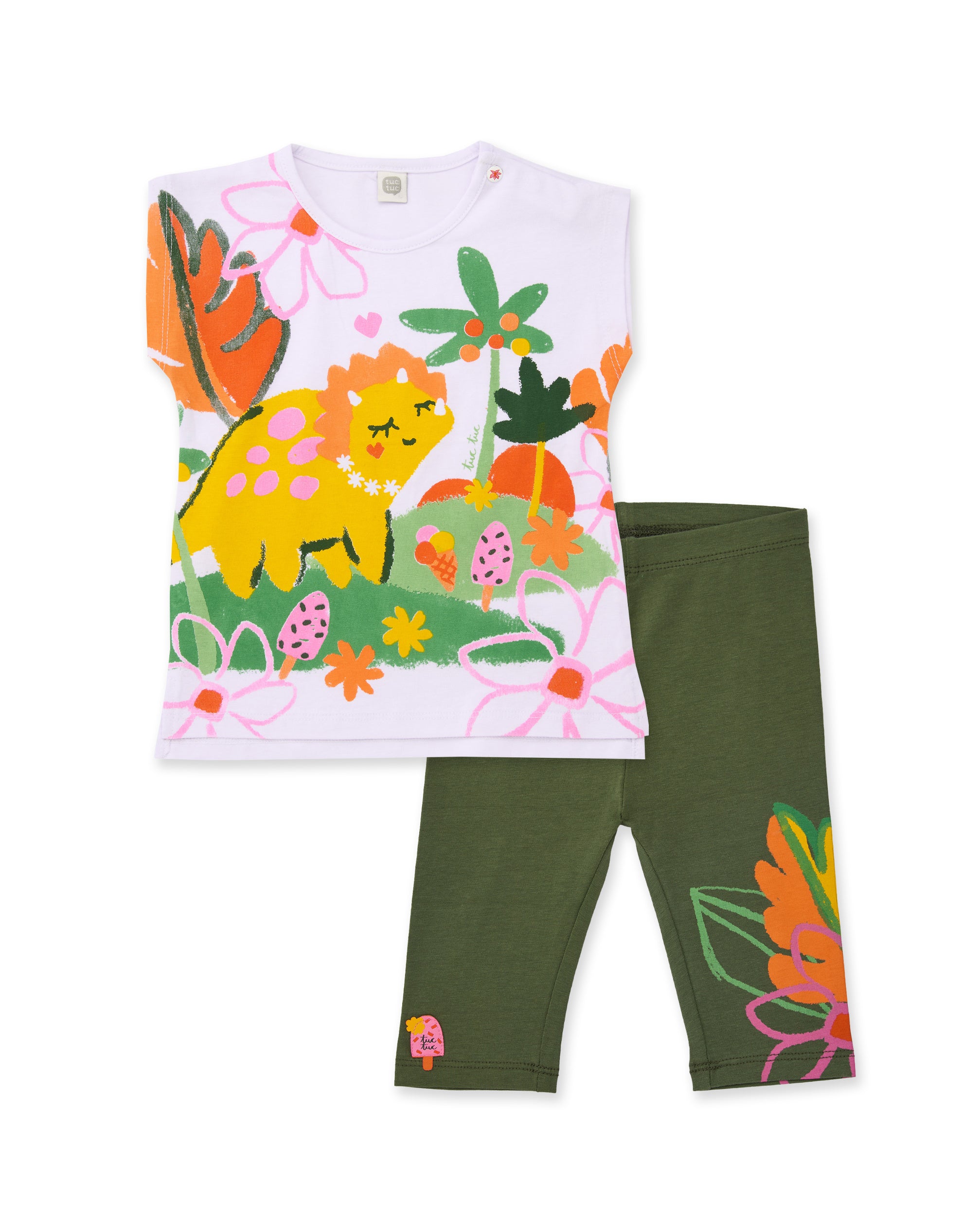 TucTuc Completi set bambina bianco maglia dinosauro