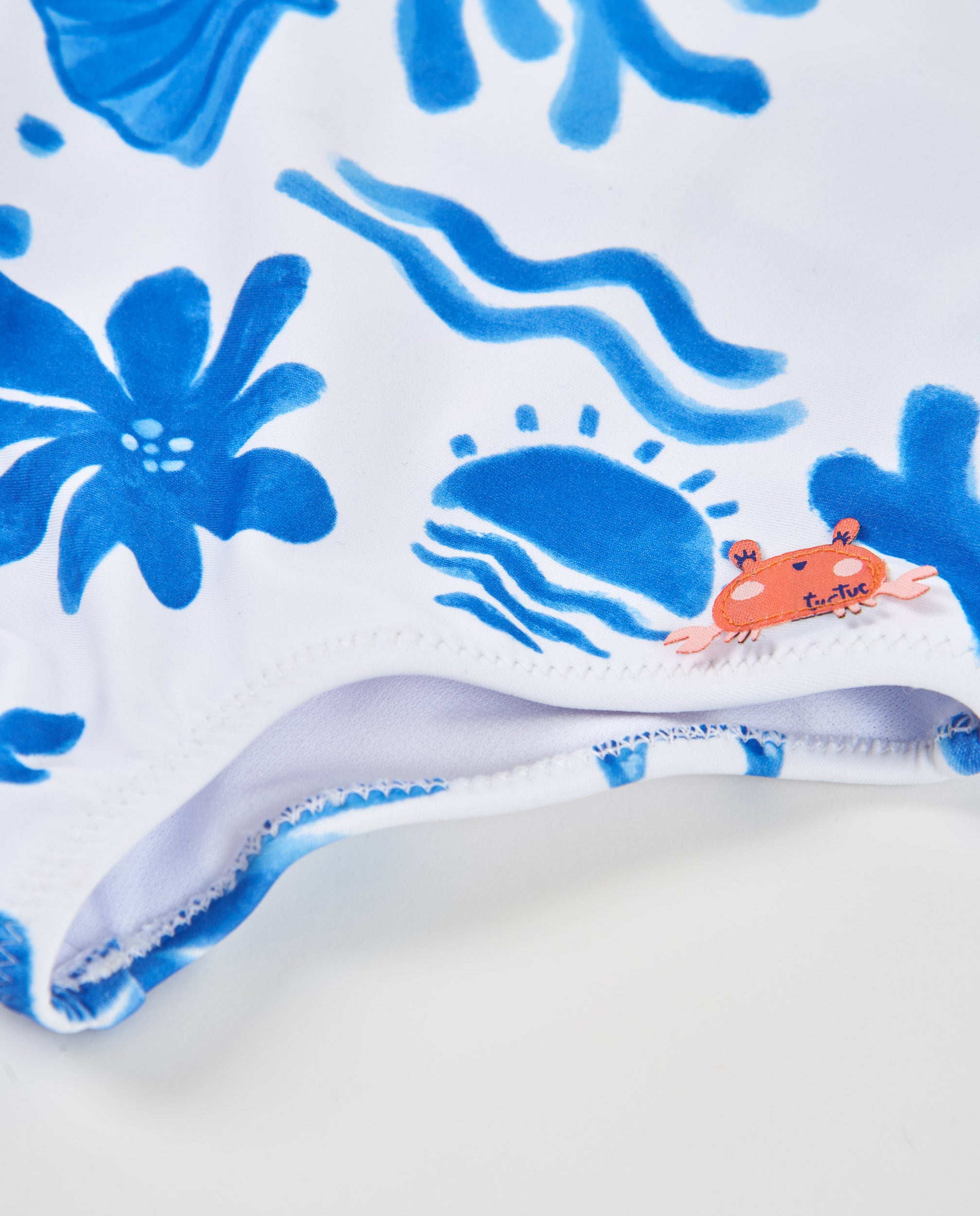 TucTuc Costumi Da Bagno costume bambina bianco stampa mare