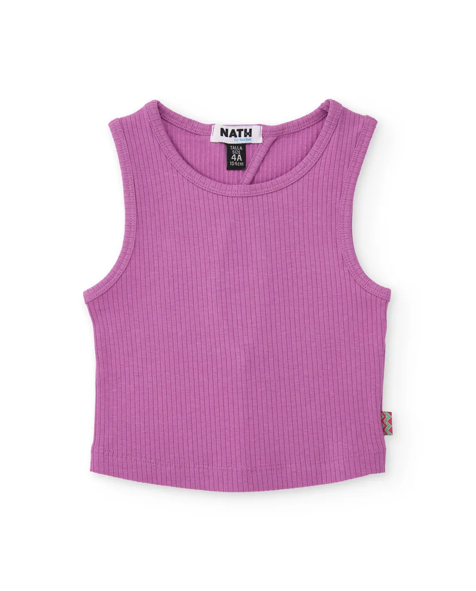TucTuc Magliette Top bimba coste maglia lilla 8 anni