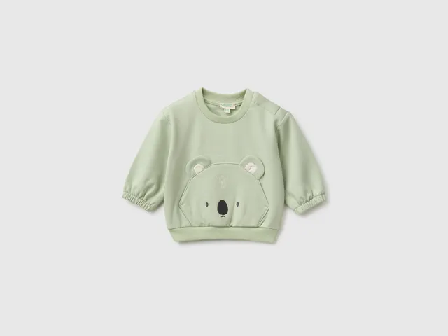 United Colors of Benetton Felpa bimbo cotone bio tasca animali 56