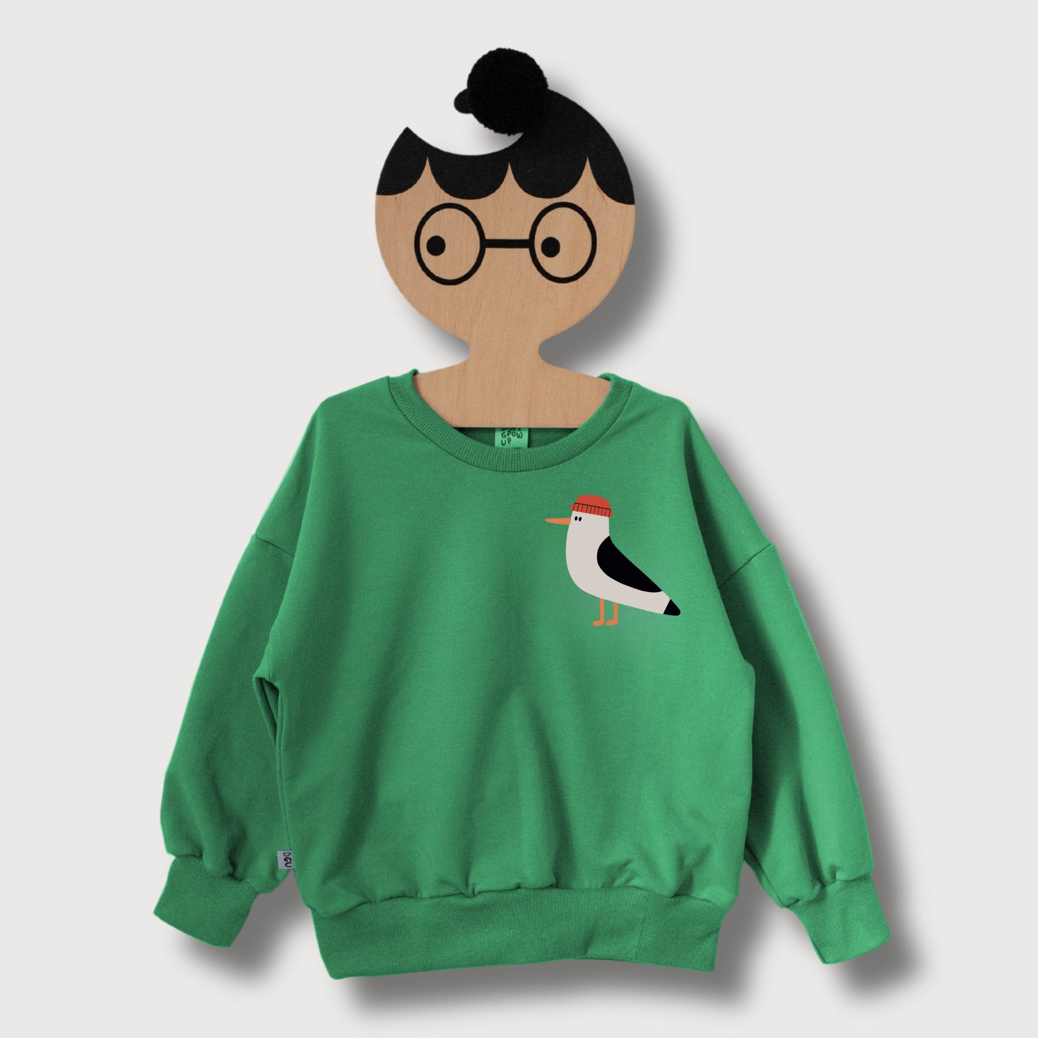 DONT GROW UP Gabbiano Felpa Verde Cotone 8/9 Anni