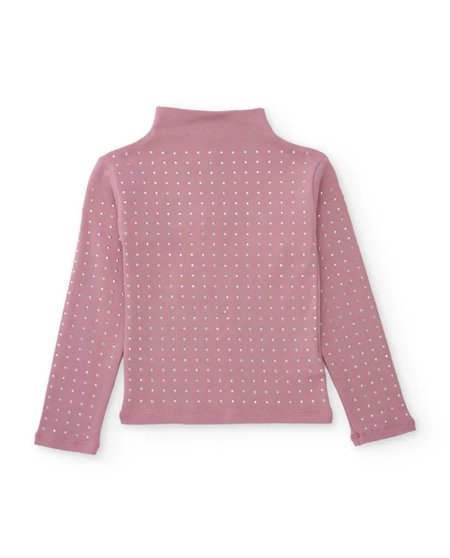 TucTuc Magliette maglia bambina rosa collo alto