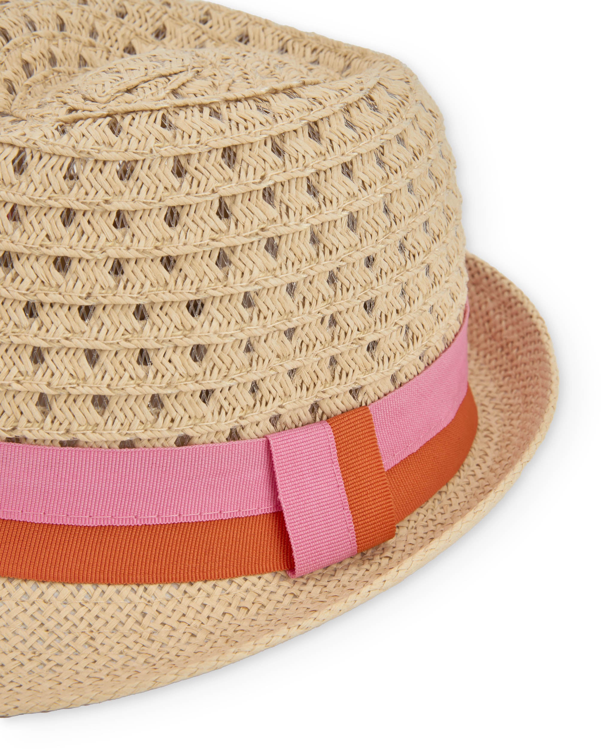 TucTuc Cappello bambina tessuto intrecciato beige nastro