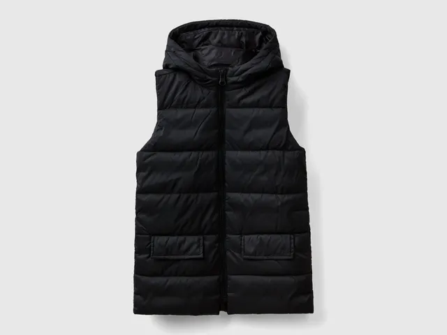United Colors of Benetton Gilet imbottito cappuccio tecnico zip