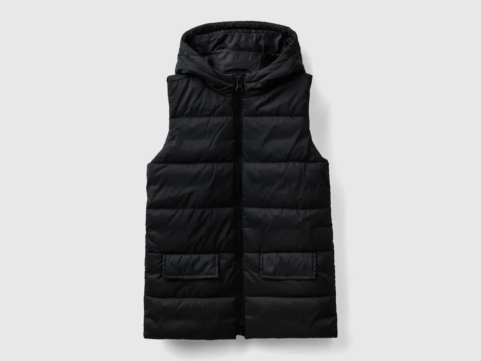 United Colors of Benetton Gilet imbottito cappuccio tecnico zip