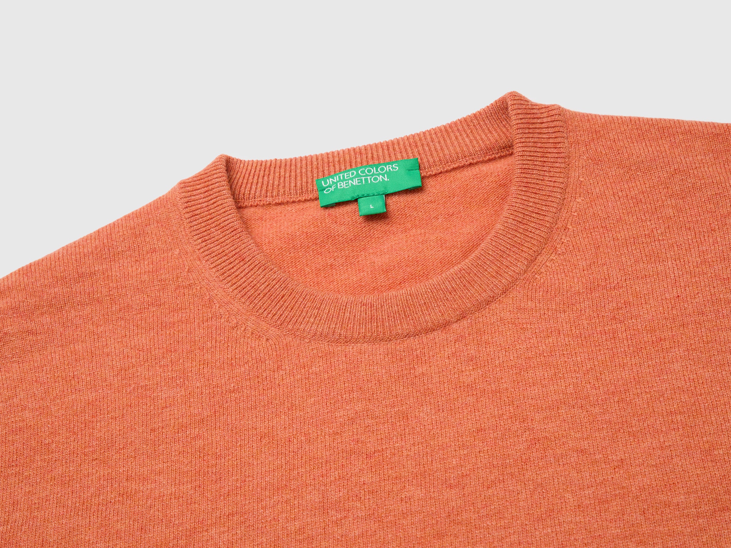 United Colors of Benetton maglione lana merino M arancione girocollo