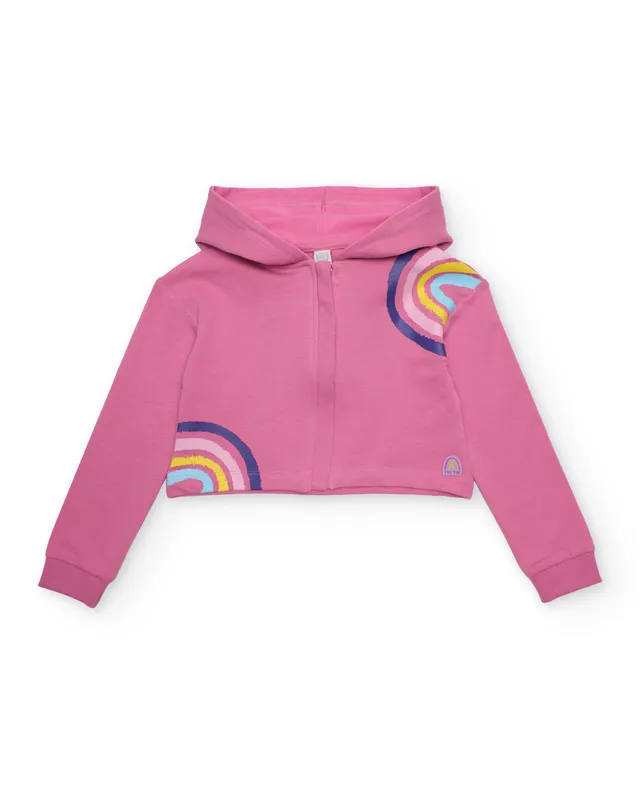 TucTuc Felpe Felpa Bambina Corta Rosa Arcobaleno