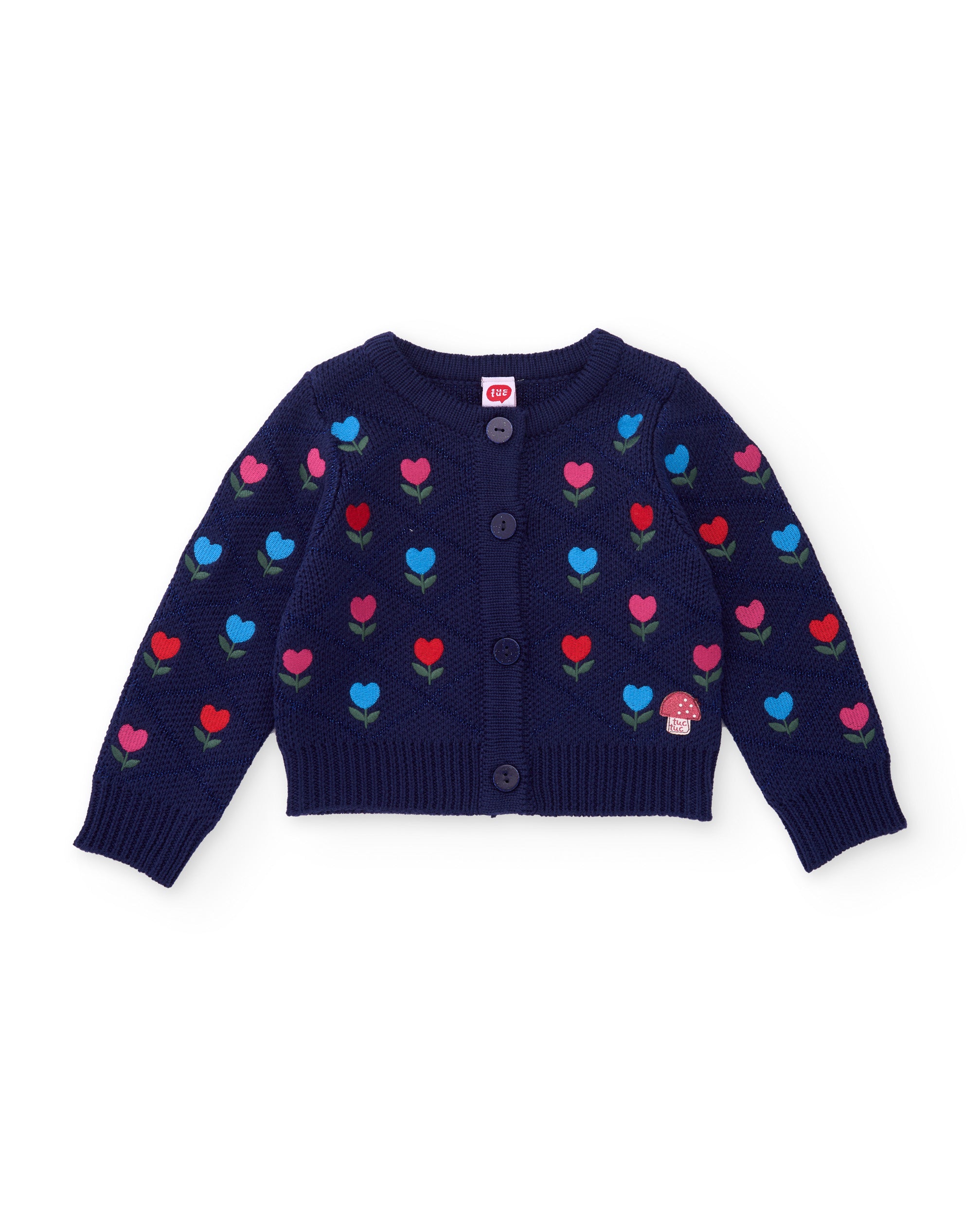 TucTuc Maglioni Giacca Bambina Blu Fiori Bottoni