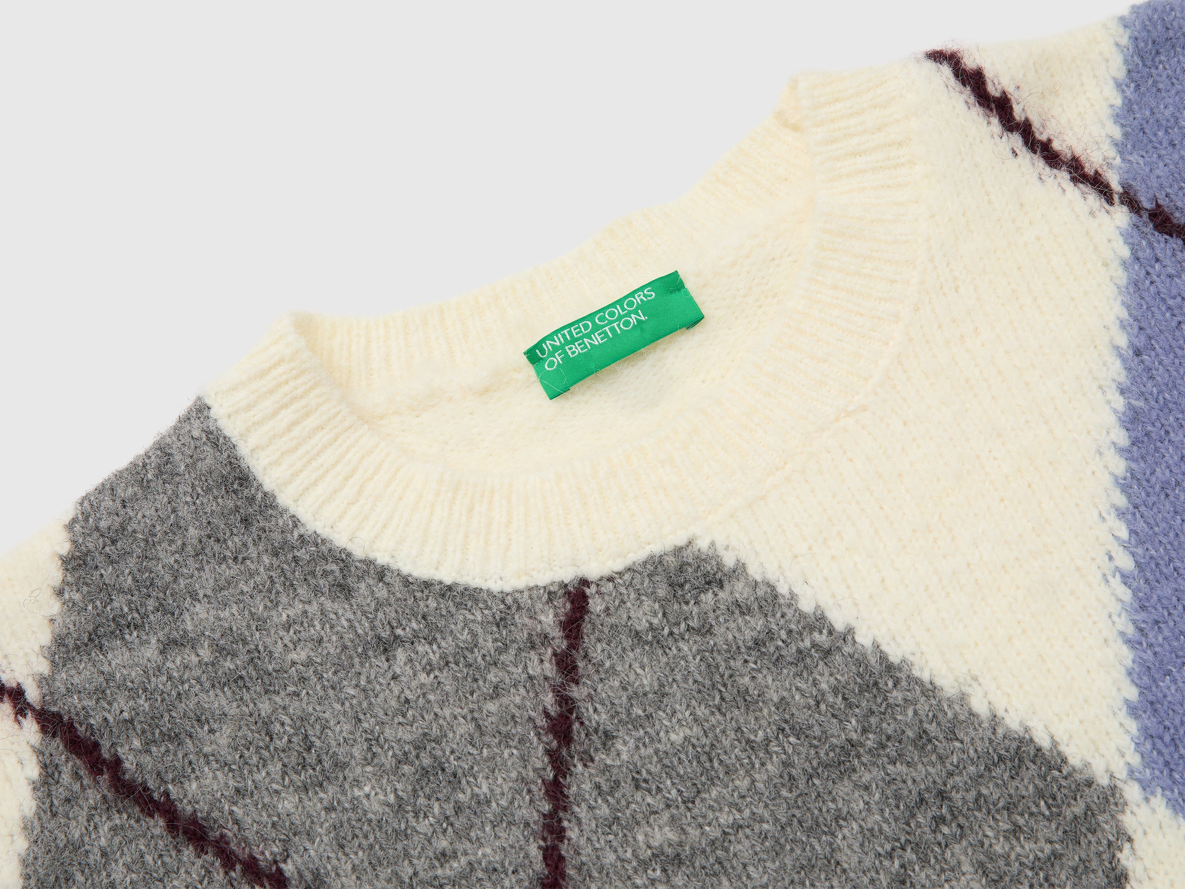 United Colors of Benetton maglione lana rombi oversize scollo tondo