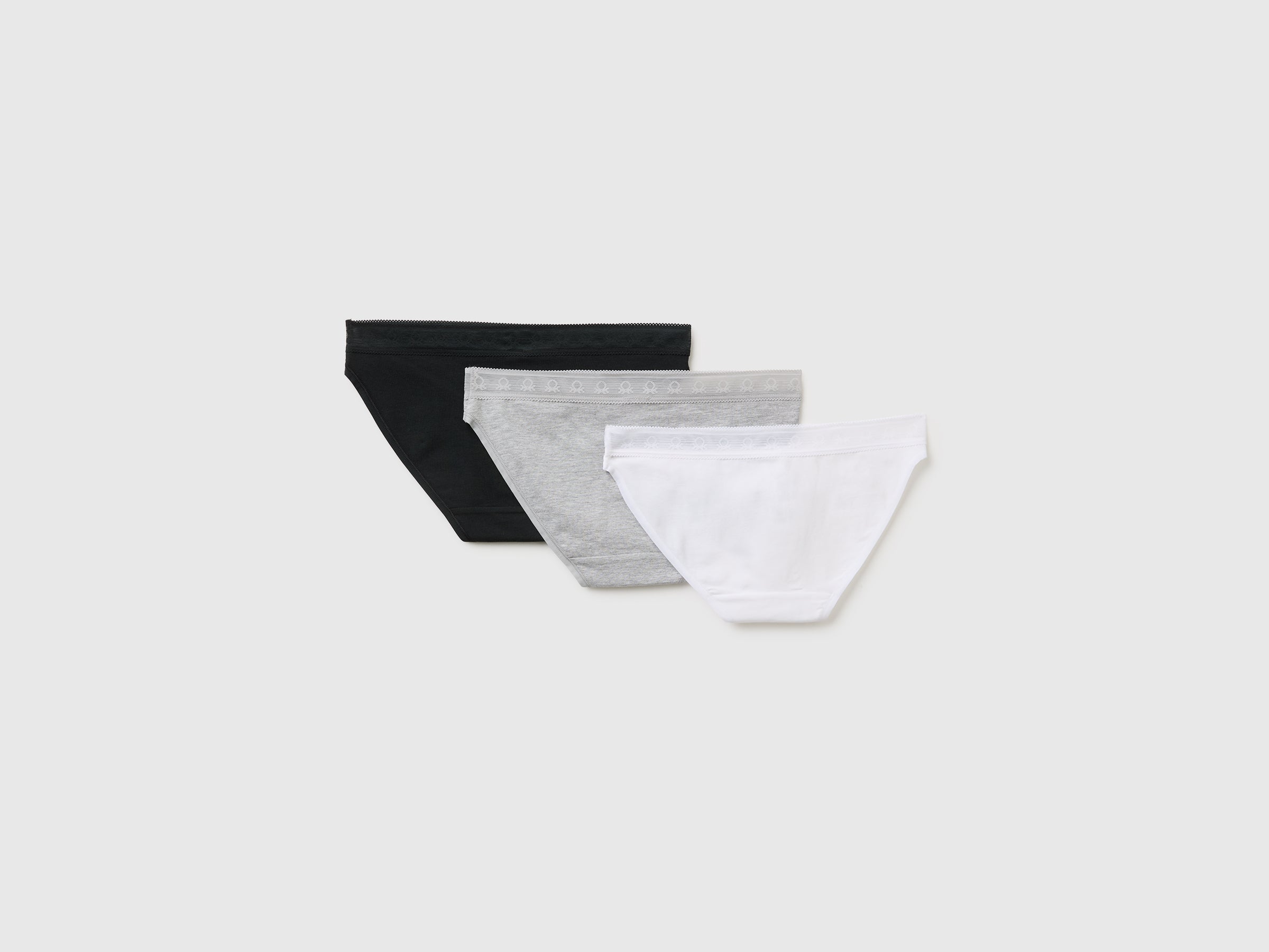 Benetton slip donna cotone elasticizzato 3 pezzi logo