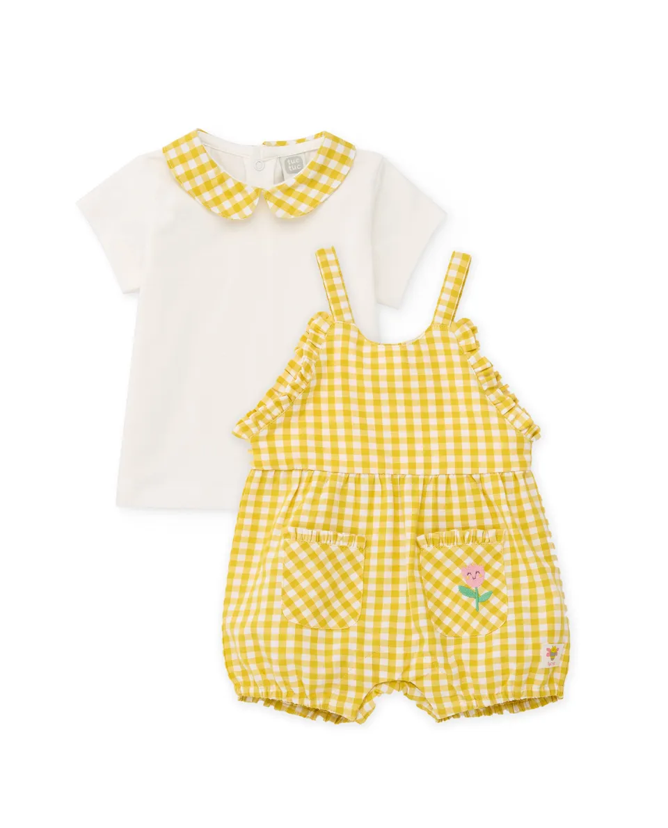 TucTuc Completi Completo neonata giallo vichy 2 pezzi