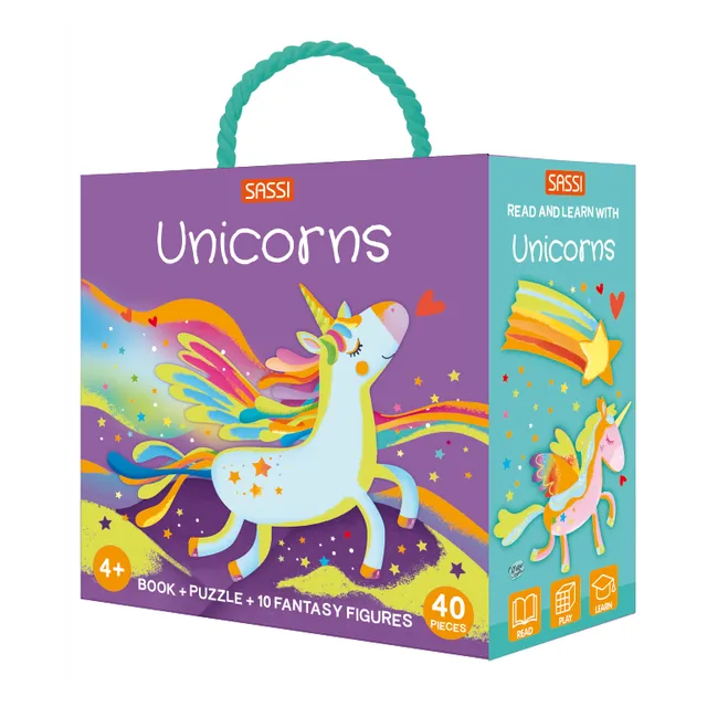 Sassi Qbox Unicorni puzzle 40 pezzi con libretto 4+ anni