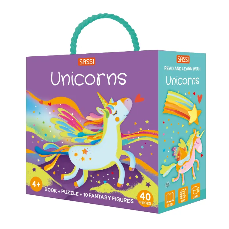 Sassi Qbox Unicorni puzzle 40 pezzi con libretto 4+ anni