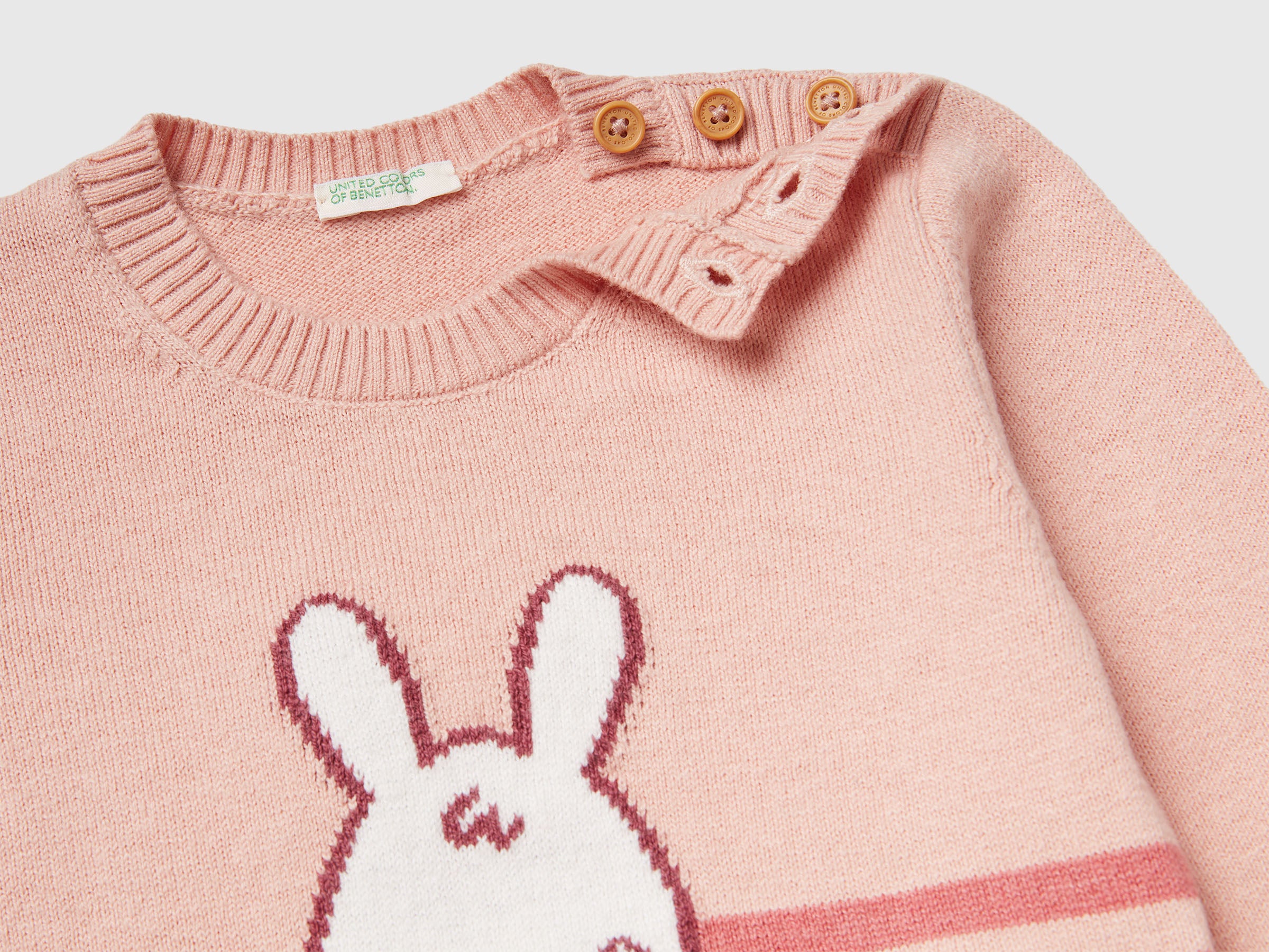 United Colors of Benetton Maglione Neonato Intarsio Coniglio Lana
