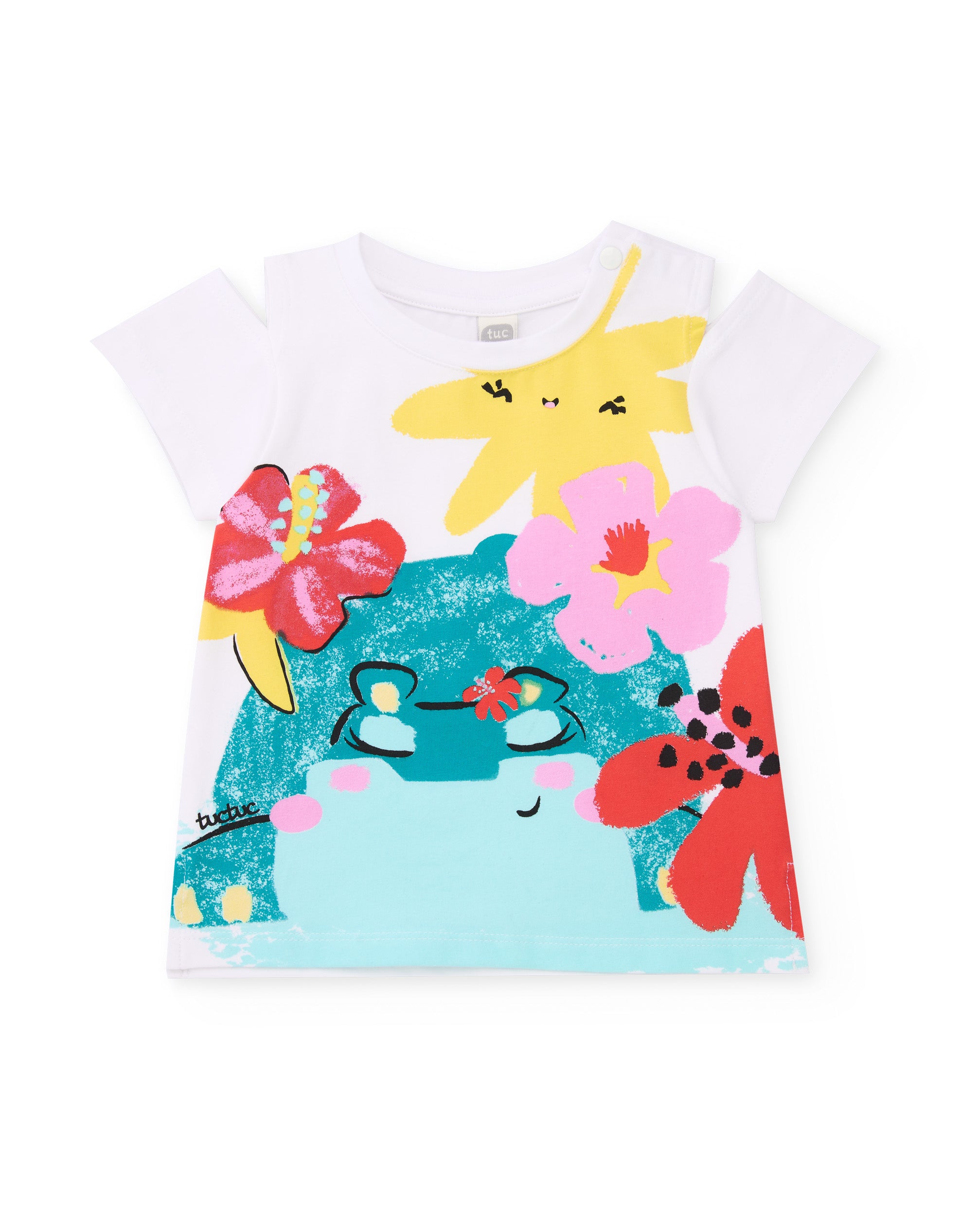 TucTuc Magliette T-Shirt Bambina Bianco Stampa Fiori