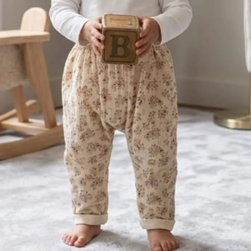 Petite Citrouille Aby pantalone sarouel reversibile fiori cotone