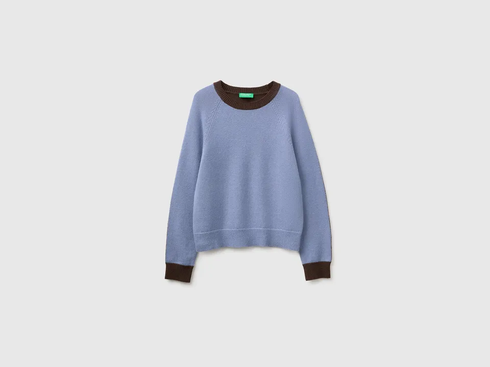 United Colors of Benetton Maglione lana color block girocollo