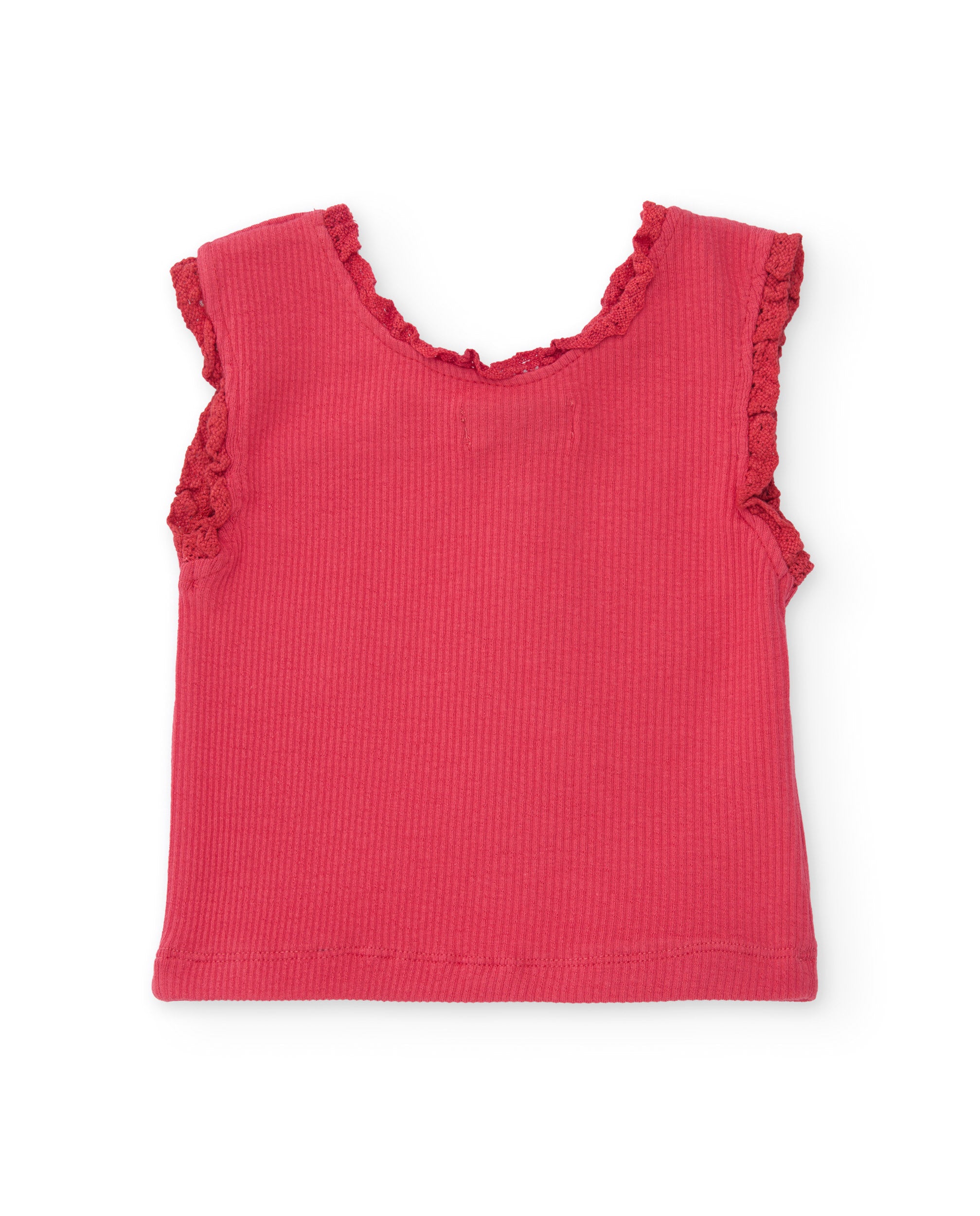 TucTuc Magliette T-Shirt Bambina Rossa Volant Costine