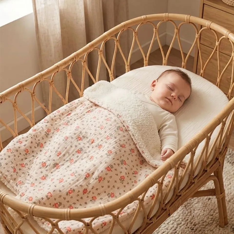 Petite Citrouille Anna coperta neonato 75x100 cotone fiori
