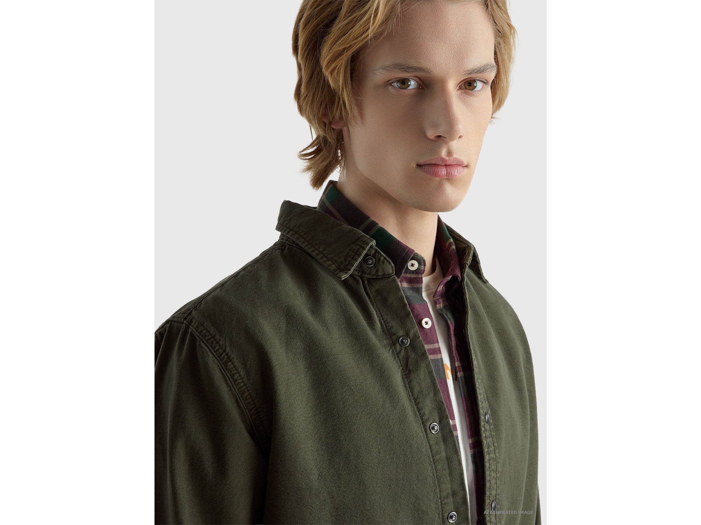 United Colors of Benetton Camicia Slim 100% Cotone Manica Lunga