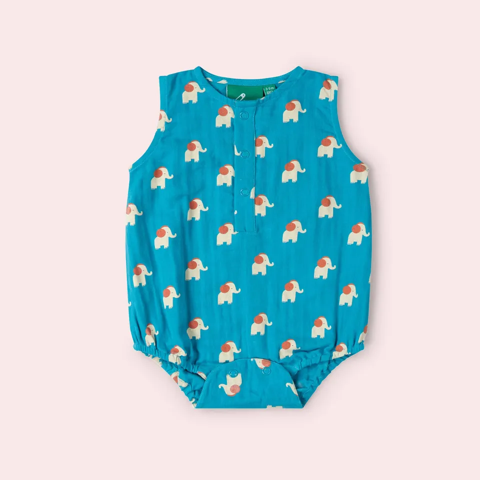Little Green Radicals pagliaccetto elefante cotone bio 03-06 mesi