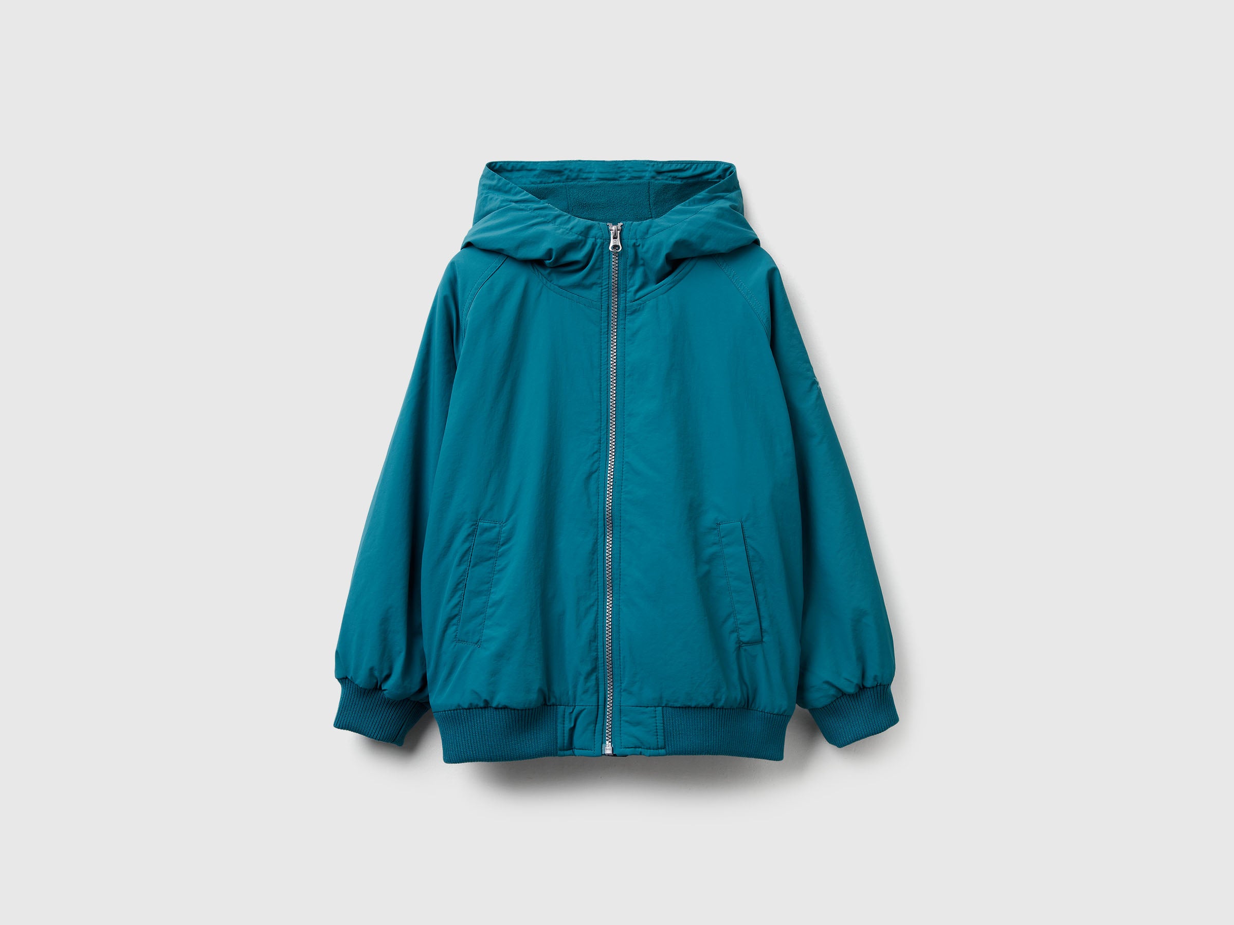 Benetton Giacca Nylon Cappuccio Rain Defender Pile