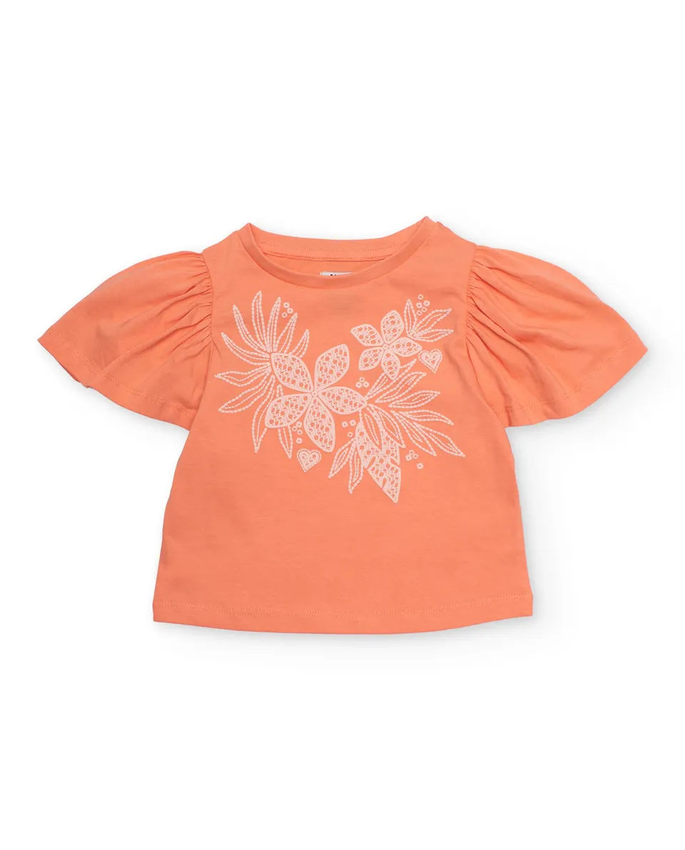TucTuc Magliette t-shirt bambina arancione floreale