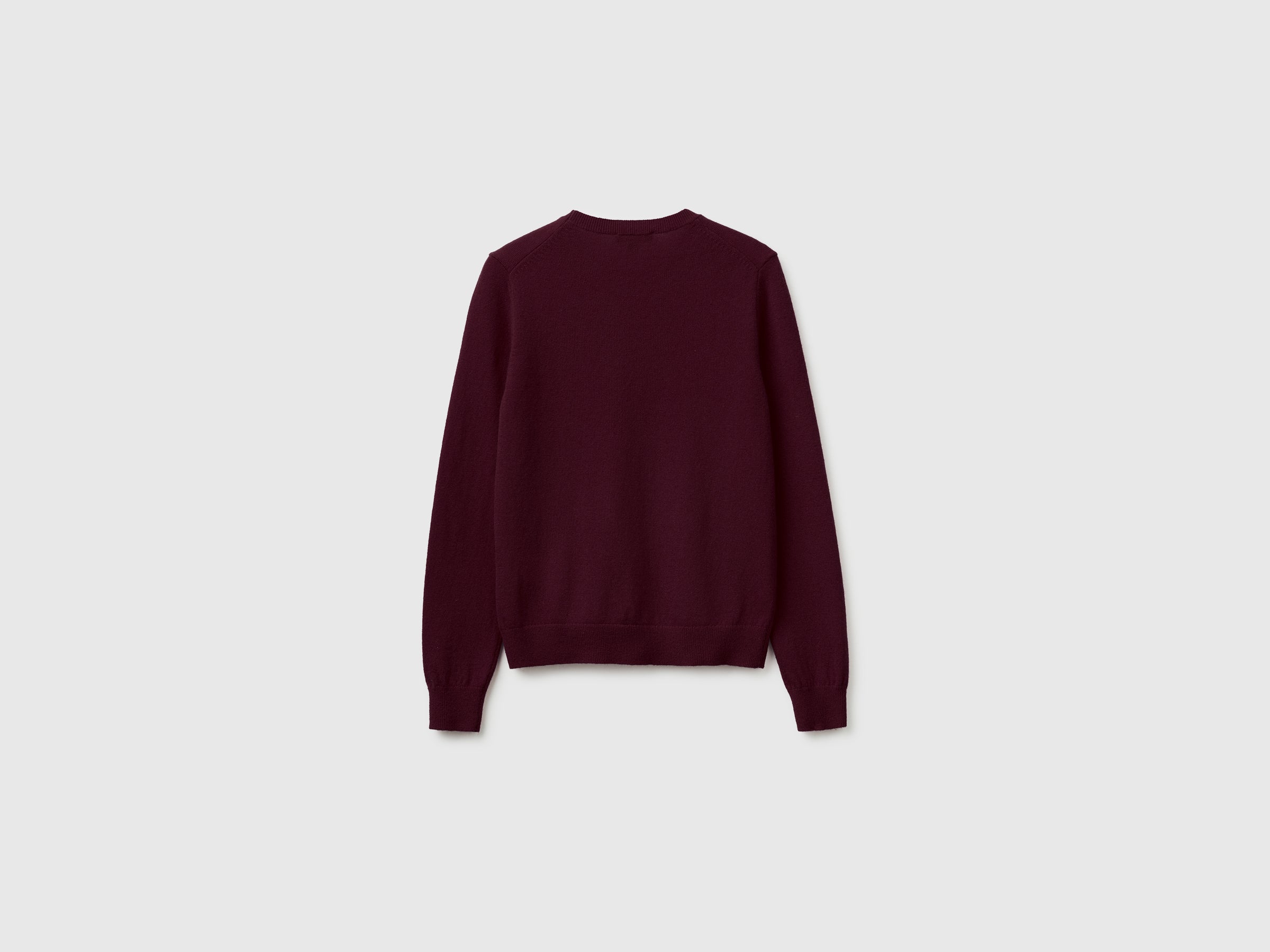 Benetton Maglione Girocollo Lana Merino Prugna