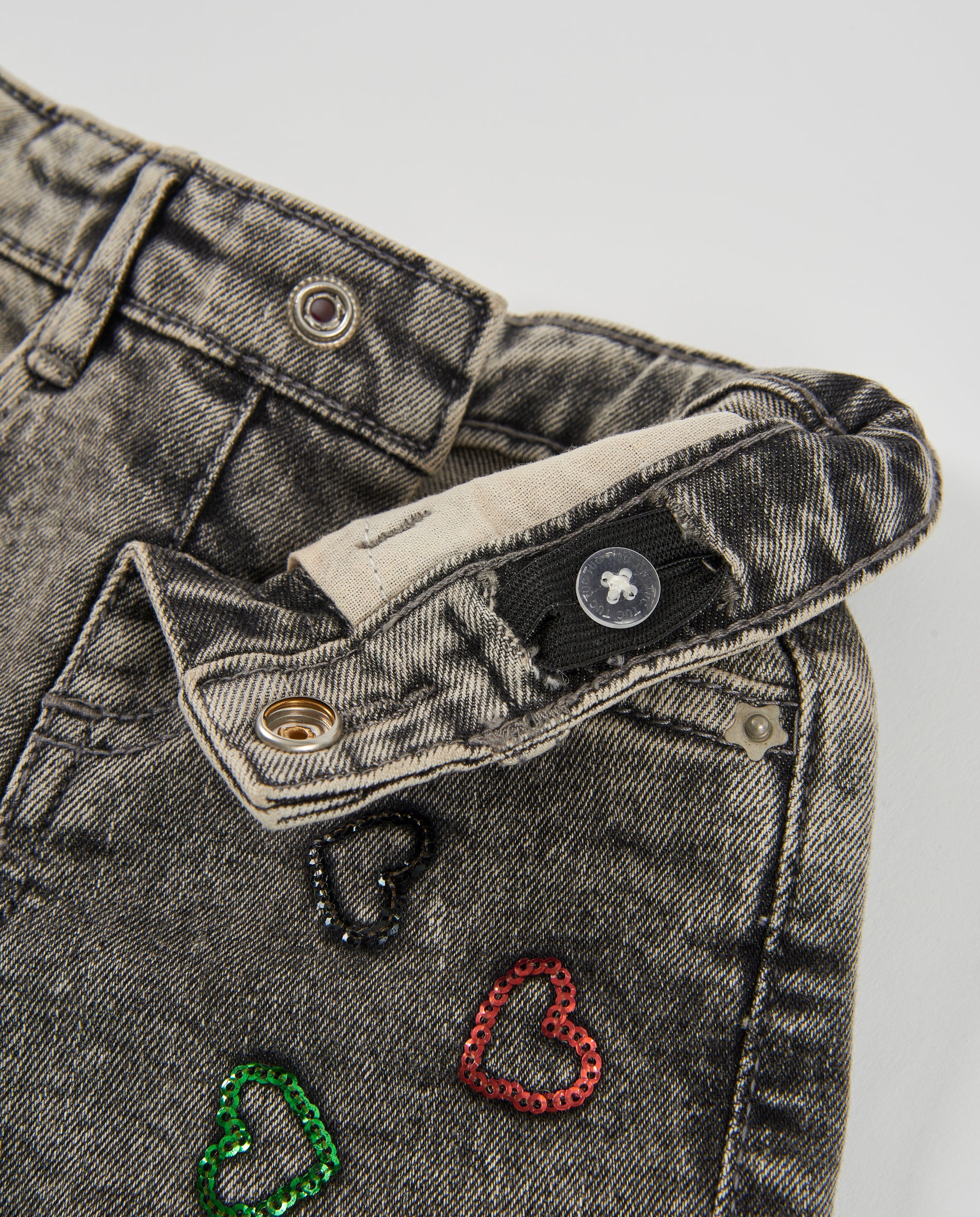 TucTuc Pantaloni Jeans Bambina Rosa Cuori Slavato