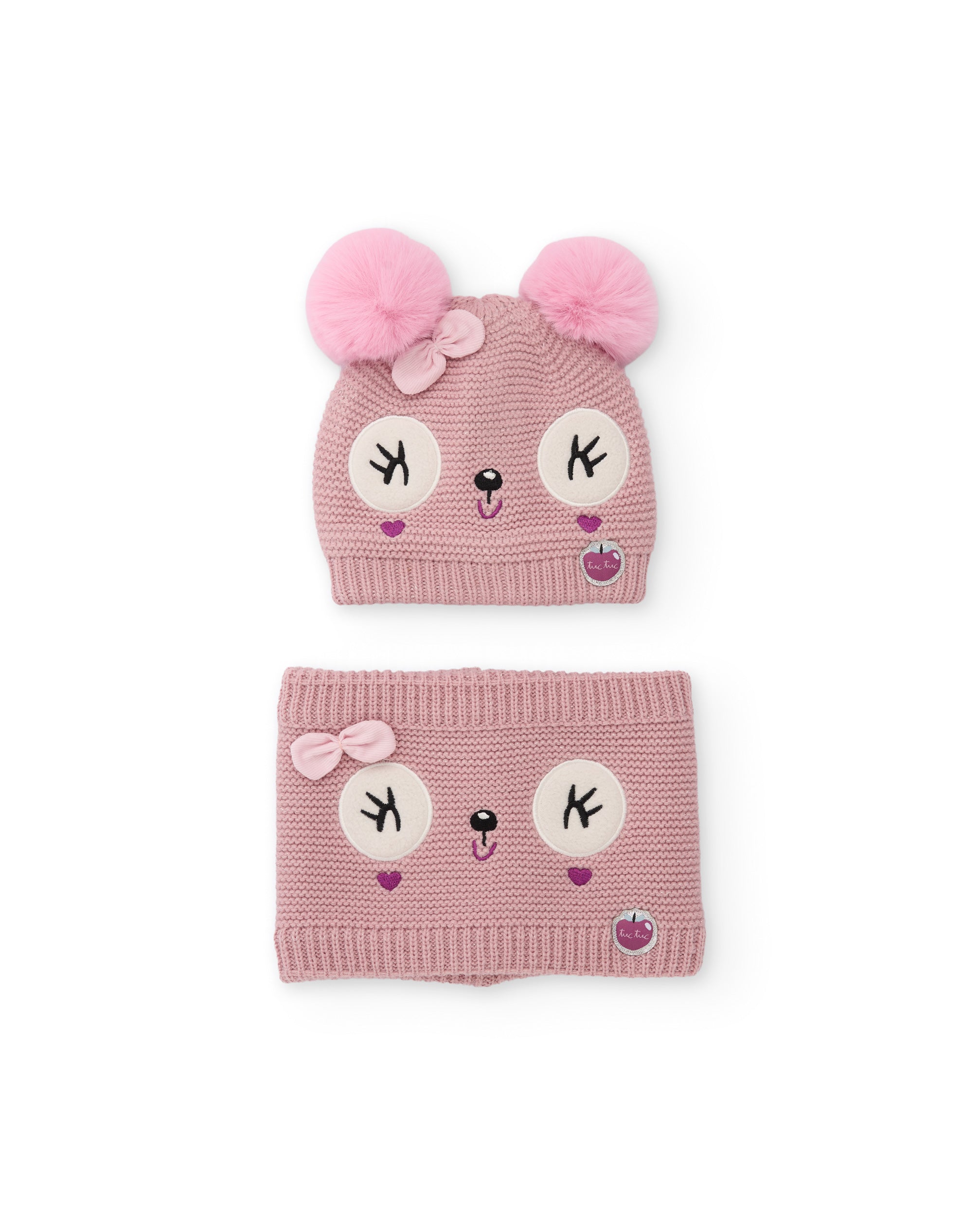 TucTuc Accessori Set Bimba Berretto+Collo Tricot Rosa 44-54