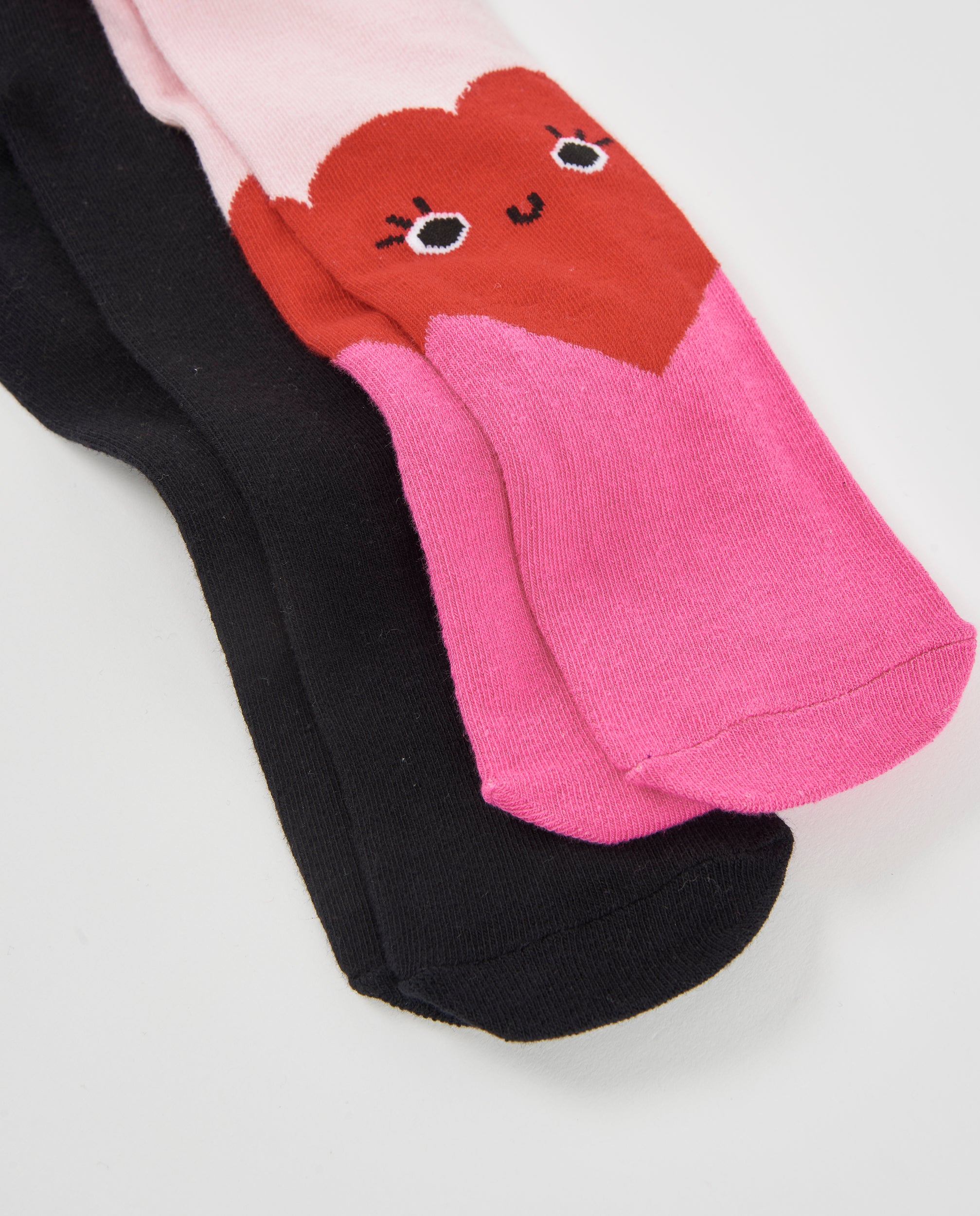 TucTuc Collant Bambina Rosa Cotone Cuore Nero Elasticizzati