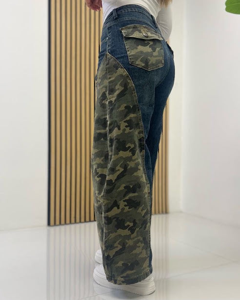 Sottosopra JEFX5439 jeans baggy mimetico jeans XS-XL