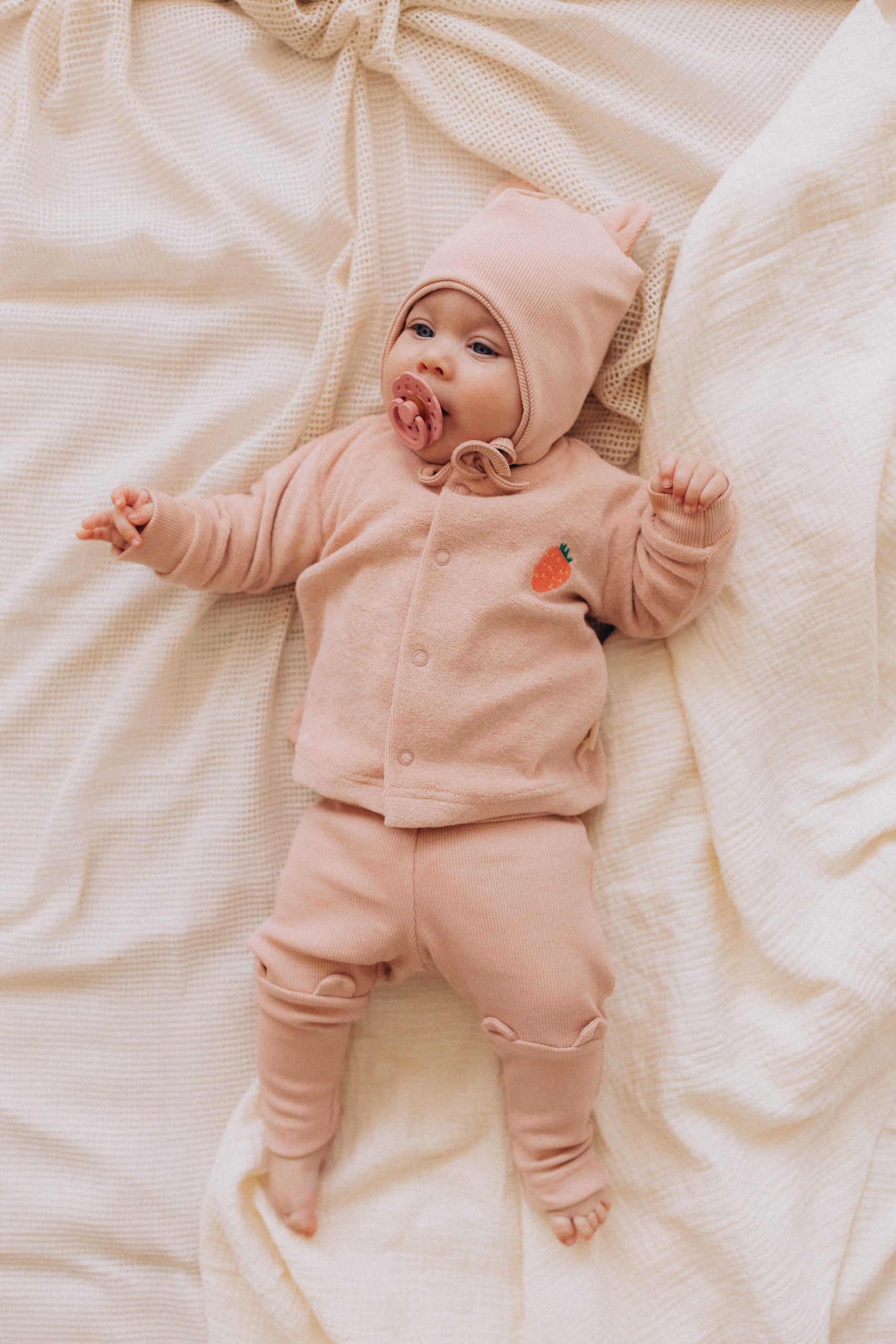 Woolly Organic Giacca neonato spugna ricamata cotone bio