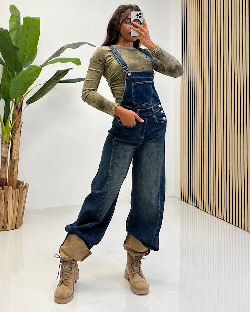 Sottosopra JEYW1890 salopette jeans scuro taglia M