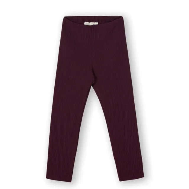 Leela leggings a coste cotone organico melanzana bimba