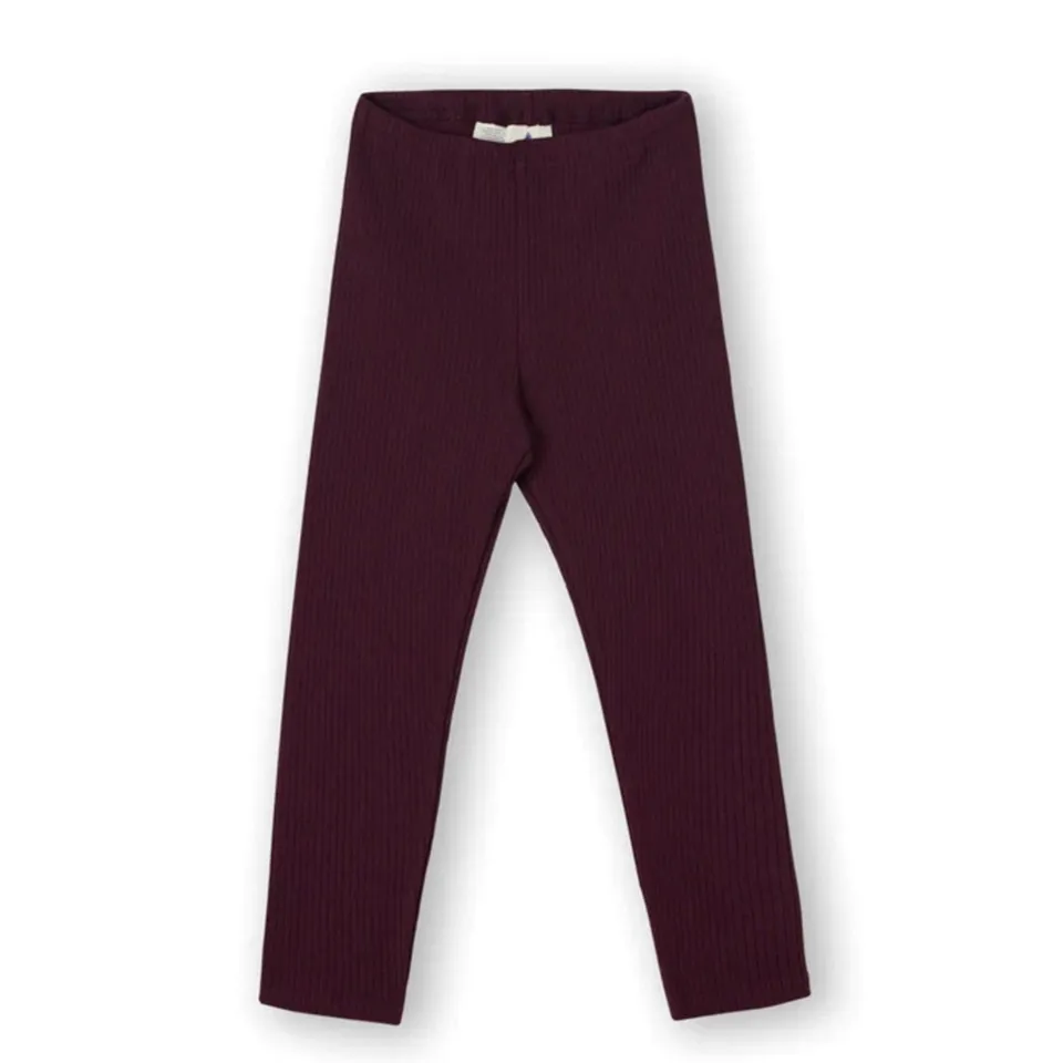 Leela leggings a coste cotone organico melanzana bimba