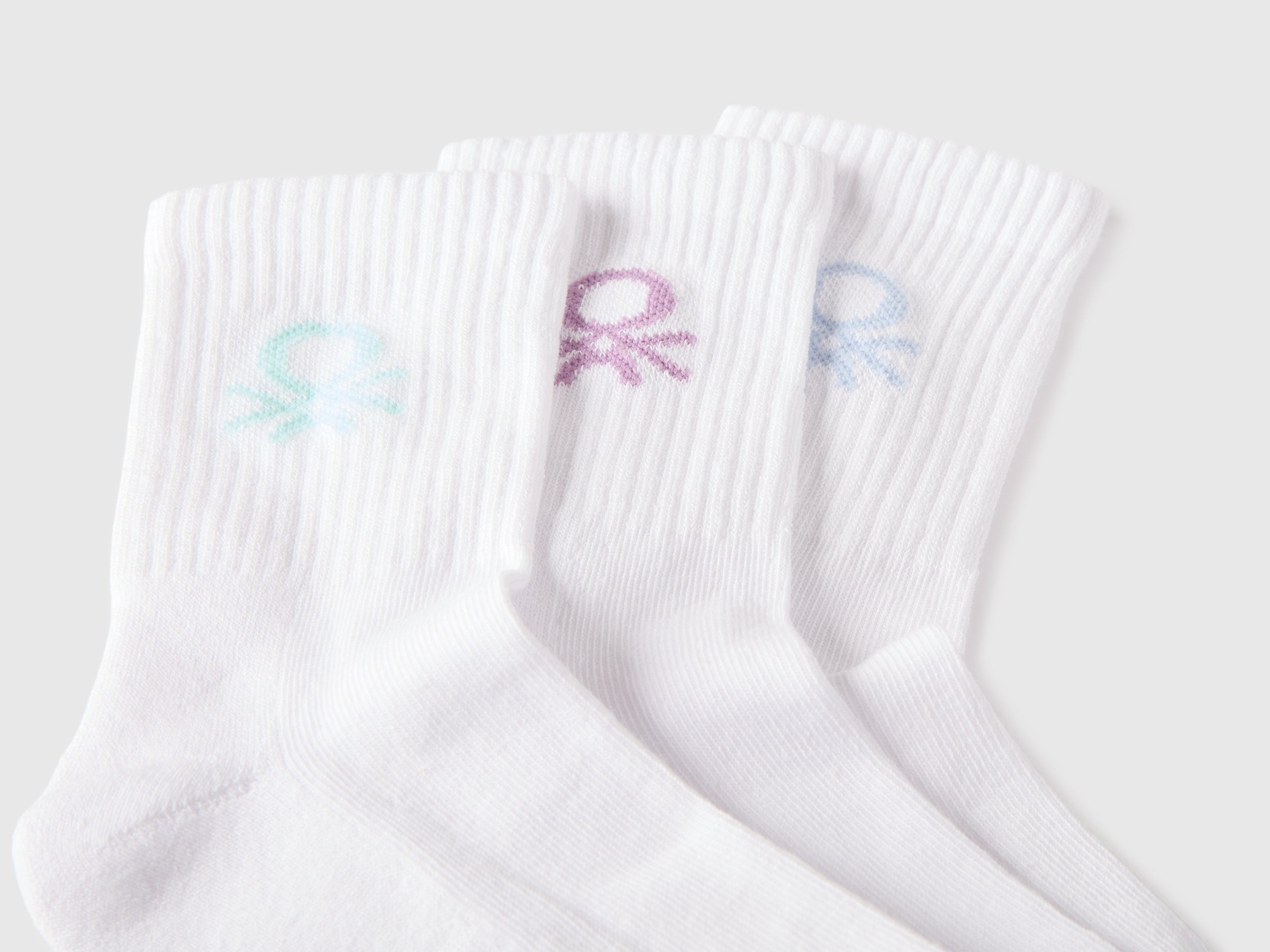United Colors of Benetton Three White Socks calzini OS cotone